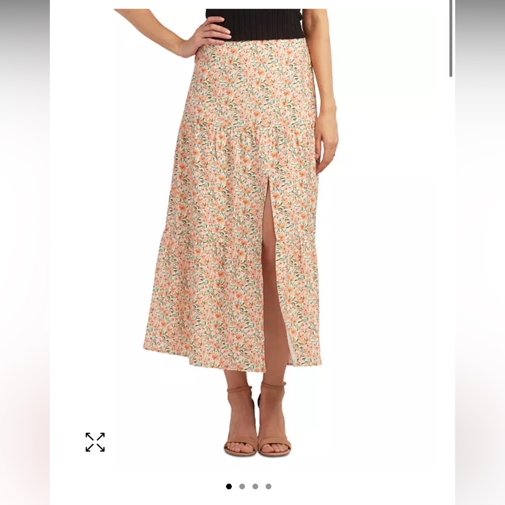 BCX Orange A-Line Midi Skirt with Slit
